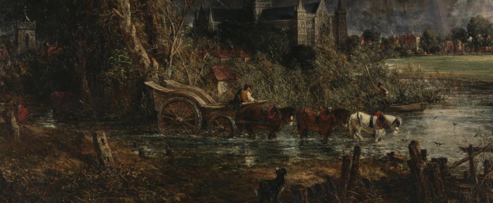 John Constable, Salisbury Cathedral from the Meadows 1831, oil on canvas, 1537cm x 970cm, Tate Britain, London. (Detail)