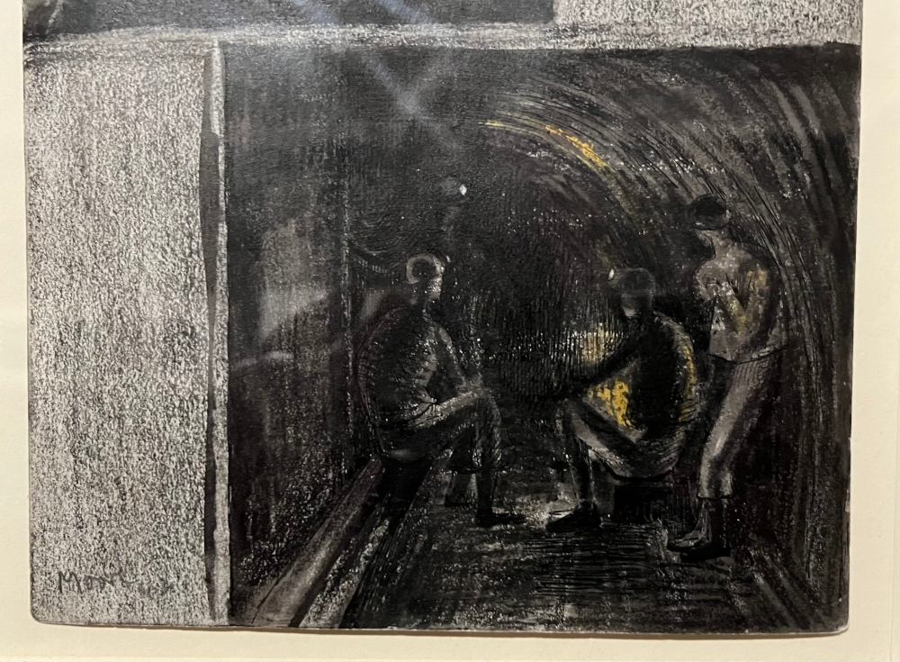 Henry Moore, Boys Snap Time, 1942, pencil wax and coloured crayons, watercolour wash, pen and ink on paper, The Henry Moore Foundation, on display at St Albans Art Gallery.